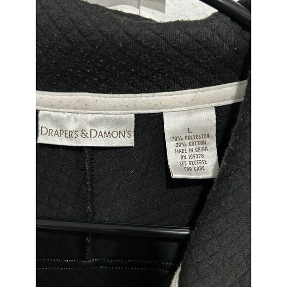 Drapers & Damons Womens Black White Full-Zip Jacket Contrast Trim Sz Large - Picture 5 of 8